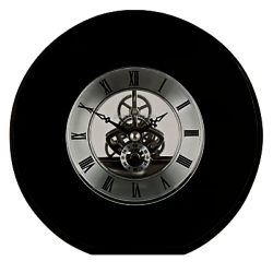 Dartington Crystal Round Clock, Dia. 15cm, Black